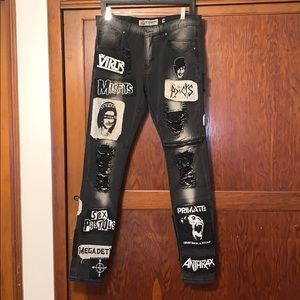 Men’s Iro ochi distressed patch jeans